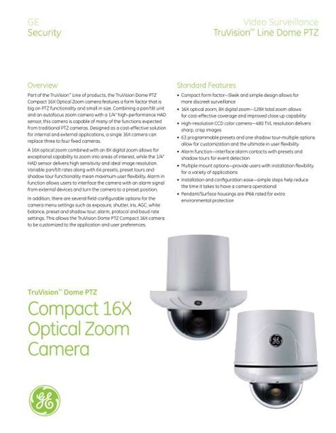 Truvision Dome Ptz Compact Cameras Data Sheet Interlogix