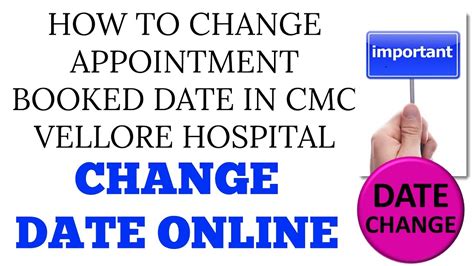 How To Change Appointment Booked Date In Cmc Vellore Hospital Youtube