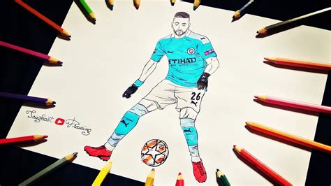 تعلم رسم اللاعب الجزائري رياض محرز بالألوان خطوة بخطوة Drawing Riyad