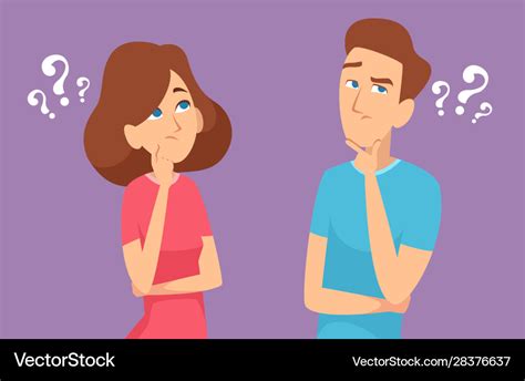 Thinking Couple Male And Female Characters Vector Image