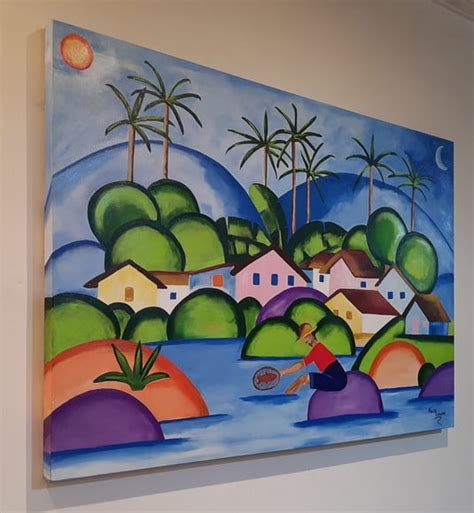 Quadro Releitura O Pescador Tarsila Do Amaral 70x100 Atividades De