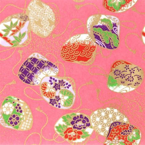 Grande Feuille Papier Japonais Rose Yuzen Washi Coques Assorties