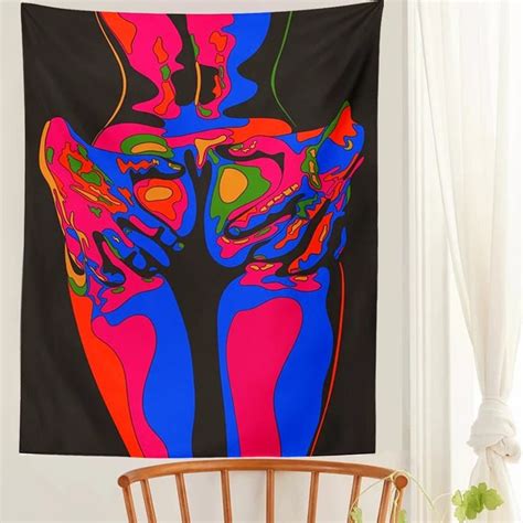 Psychedelic Tapestry Sexy Nude Women Tapestry Aesthetic Wall Etsy