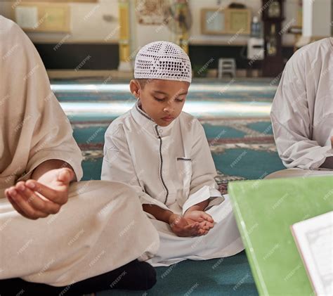 Premium Photo | Muslim child or men prayer to worship allah in holy ...