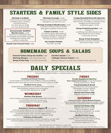 Our Menu - The Steak House Restaurant