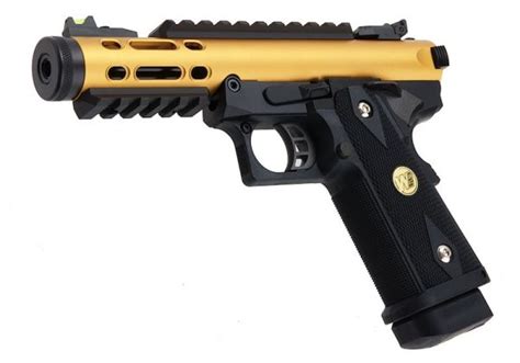 WE Tech Hi Capa 5 1 Galaxy Type A Green Gas Airsoft Pistol Gold Slide