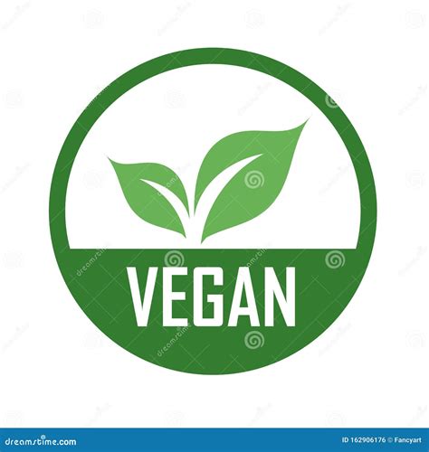 Logo Vegan Con Hojas Verdes Para La Dieta Ecológica Vegetariana