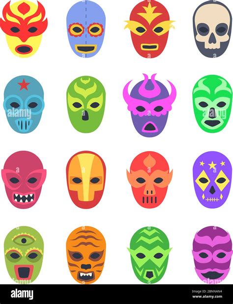 Wrestler Masks Mexican Martial Fighters Sport Clothes Colored Lucha