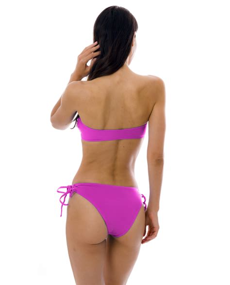 Magenta Pink Brazilian Bikini Bottom With Double Sides Tie Bottom Uv