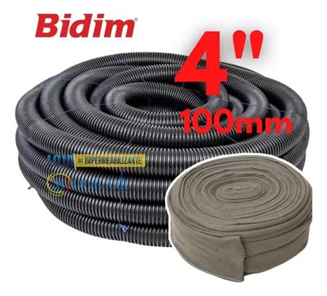 Kit 50m Tubo Dreno Corrugado Camisa Geotextil 4 100mm MercadoLivre