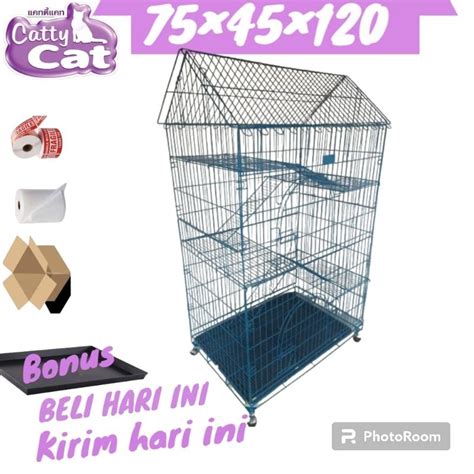 Jual KANDANG HEWAN KUCING ANJING KELINCI 3 TINGKAT RODA UKURAN 7545