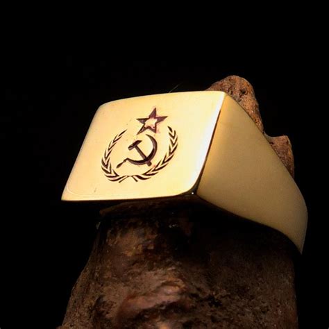 Communist Costume Ring Square Shaped Communist Ring Pinky Ring Red