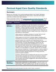 Revised Aged Care Quality Standards Summary Docx Revised Aged Care