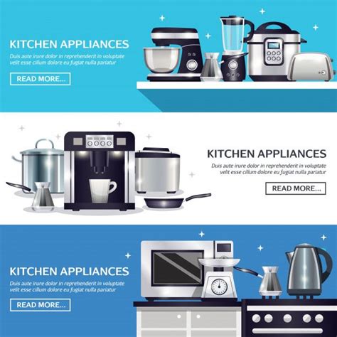 Free Vector Kitchenware Horizontal Banners Set Appliances Logo