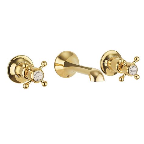 Crosswater Belgravia Unlacquered Brass Crosshead Wall Mounted 3 Hole