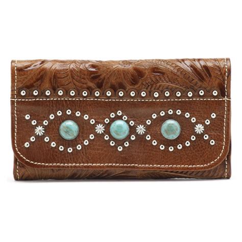 American West® Womens Tri Fold Leather Wallet Antique Brown