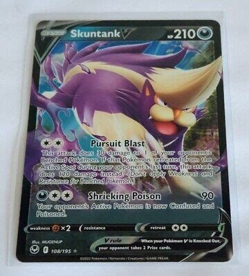 Pok Mon Tcg Skuntank V Silver Tempest Holo Ultra Rare Ebay