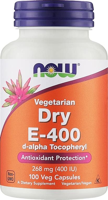 Now Foods Vitamin E 400 D Alpha Tocopheryl Veg Capsules Vitamin E 400