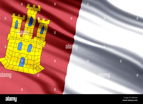 Castilla La Mancha Waving And Closeup Flag Illustration Perfect For