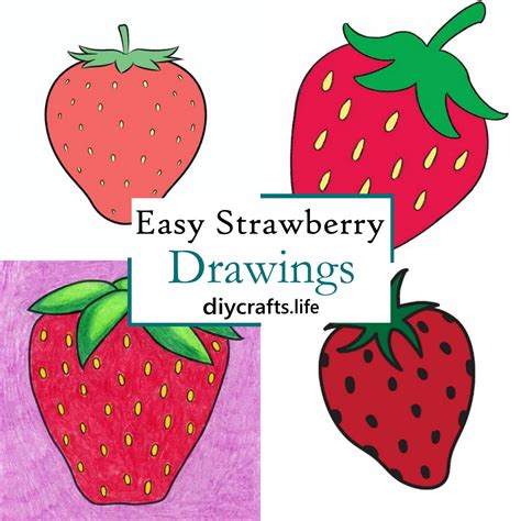 easy strawberry drawings step  step guide diy crafts
