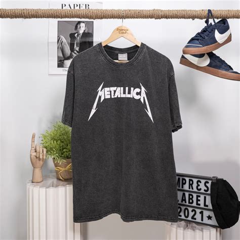 Metallica Bw Vintage Acid Wash Bangkok Oversized Shirt Unisex Shopee