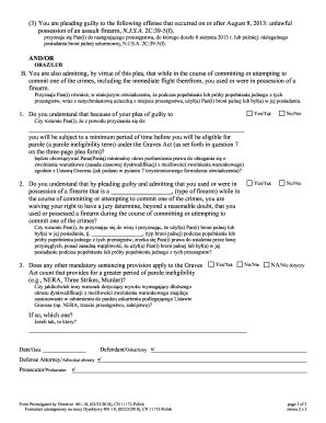 Fillable Online Supplemental Plea Form For Graves Act Offenses N J S A