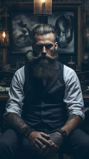 Premium Photo | A man with a beard barber barbershop