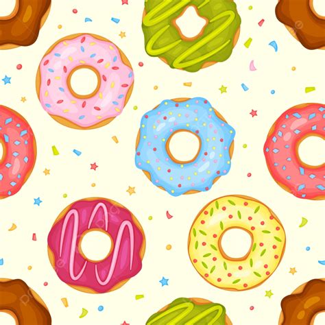 Cartoon Cute Donuts Seamless Pattern Background Wallpaper Doughnut