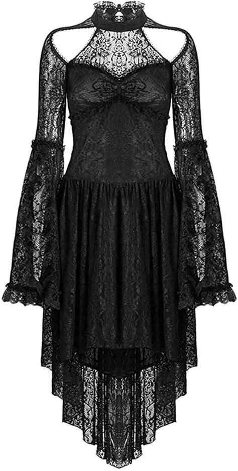 Dark in love Negro Gótico Vestido de Encaje Vintage Steampunker