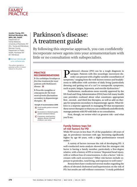 Pdf Parkinsons Disease A Treatment Guide