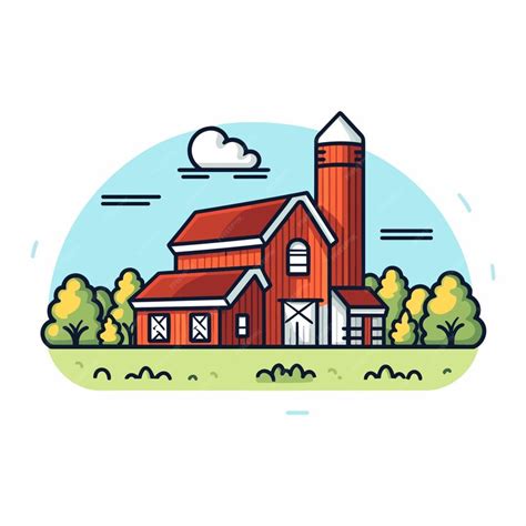 Premium Vector | Farm house cartoon line art vector