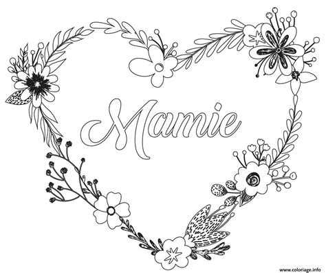 Coloriage Coeur Fleurs Fete Des Mamies Dessin Fete Des Grands Meres