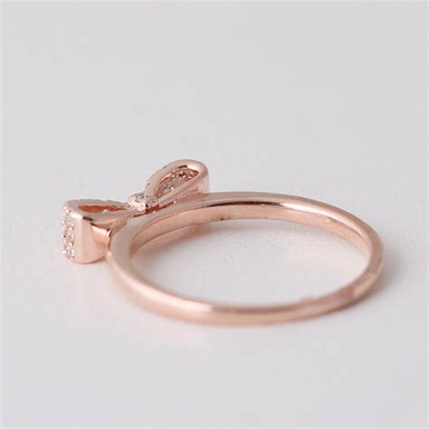 Pave Rose Gold Bow Ring Sterling Silver - kellinsilver.com