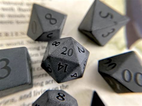 Obsidian Dnd Dice Set Raised Numbers Smooth Gemstone Stone Etsy