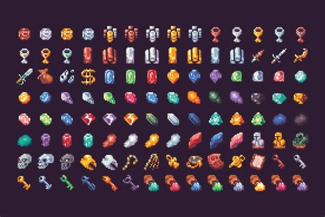 Treasure Currency Gems And Loot Pixel Art Icon Pack Craftpix Net