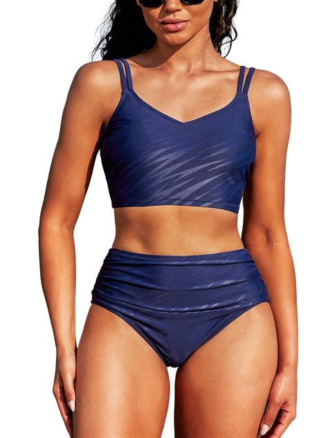 Sociala Womens Double Straps Bikini Sets Sporty High Waisted Two Piece Swimsuit Walmart