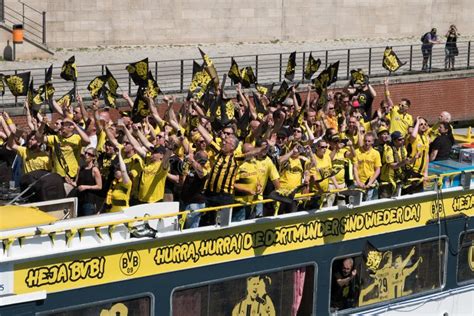 BVB Fans / Borussia Dortmund Fan Bus in Berlin Editorial Stock Image ...