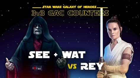 3v3 Eternal Emperor Wat Undersize Vs GL Rey Han Chewie SWGOH GAC