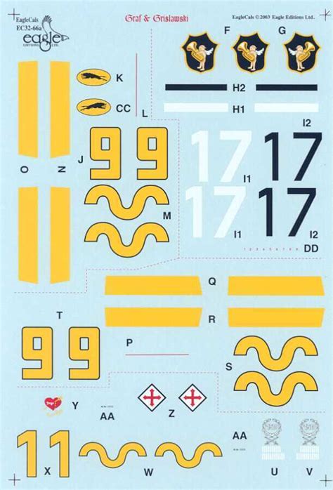 EagleCals Decals 1 32 MESSERSCHMITT Bf 109 GRAF GRISLAWSKI Hermann