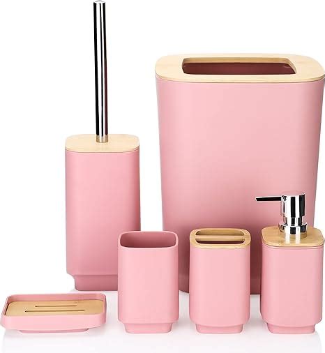 Jotom Bamboo Bathroom Accessories Set Of 6 Modern Design 6 Pieces