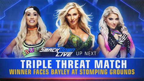 Alexa Bliss Vs Carmella Vs Charlotte Flair Winner Goes To Face Bayley