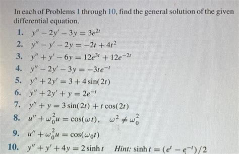 Solved In Each Of Problems 1 Through 10 Find The General Chegg