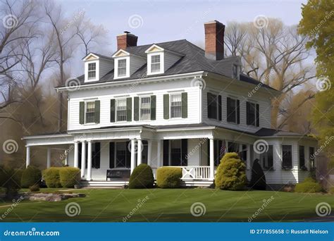 Colonial Revival Style House (Generative AI) Stock Illustration ...