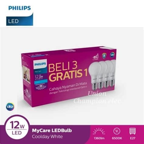 Jual Lampu Philips LED Pack MyCare 12w 3 Free 1 E27 CDL6500K Shopee