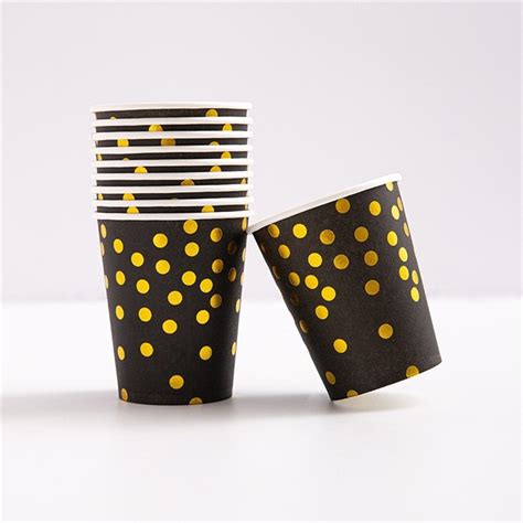 China Customized Black Gold Dot Party Paper Plate Sets Suppliers
