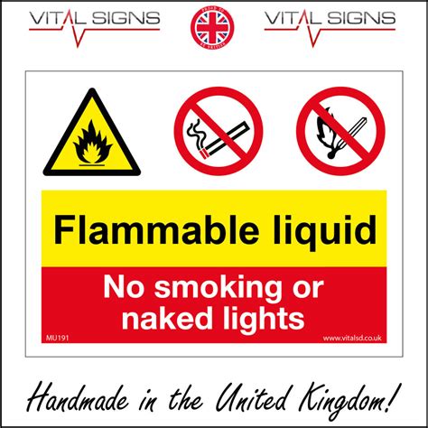 X Mm X Mm Pvc Foamex Mu Flammable Liquid No Smoking Or Naked Lights Flame