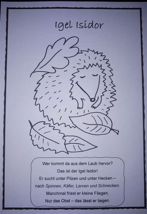 Ausmalbild Spruch Zum Igel Herbstgedichte F R Kinder Herbst Im