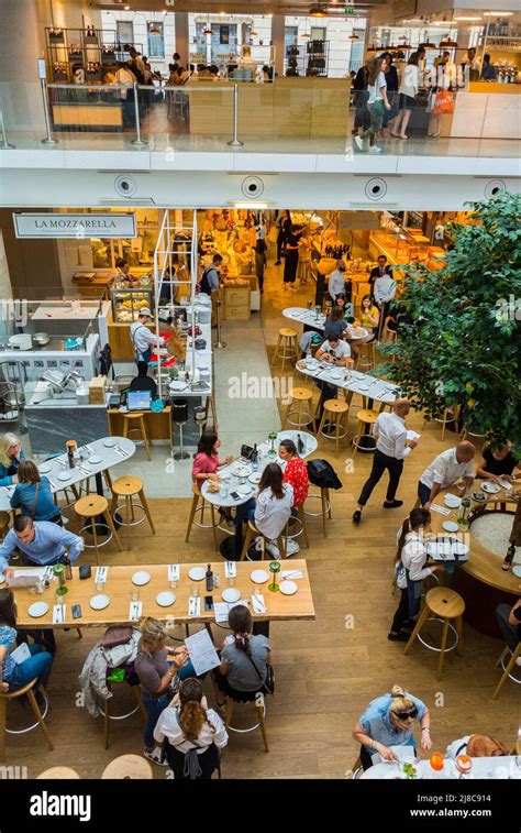 Paris, FRANCE, High Angle, People inside Italian Food Court, Store and ...