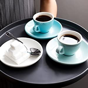 Sweese Porcelana Tazas De Espresso Con Platillos 2 Onza Conjunto De