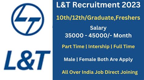 L T Recruitment For Freshers L T Jobs For Th Pass Larsen